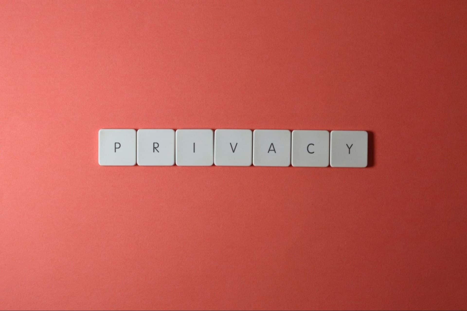 A close up shot of keyboard buttons spelling privacy.