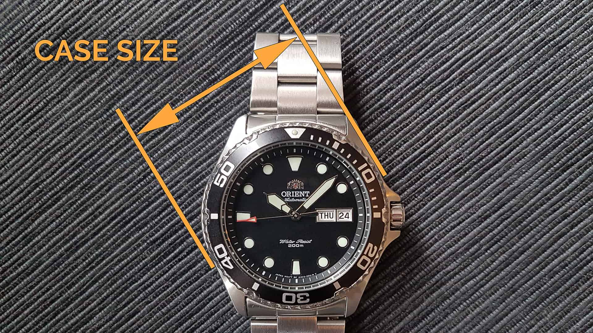 Watch case size